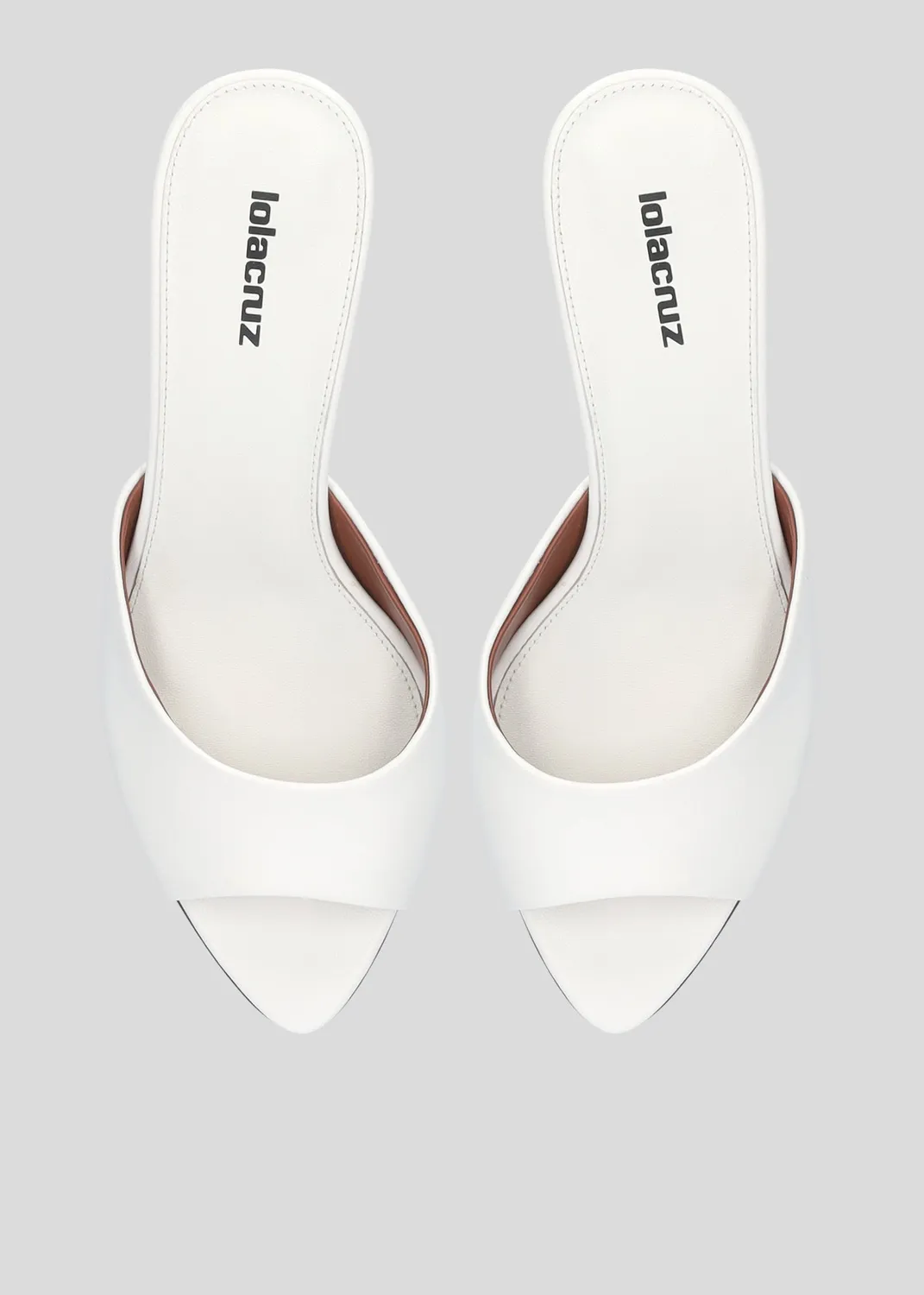 Lola Cruz Amelia 65 mules blanches talon 6,5 cm