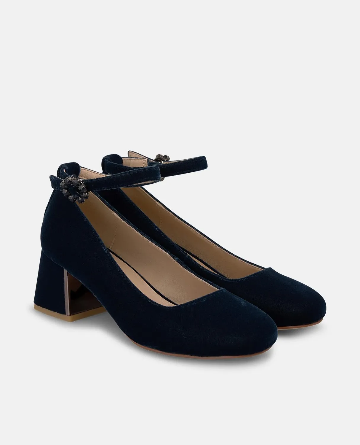 Alma en Pena I260154 escarpins velours bleu talon 5,5 cm