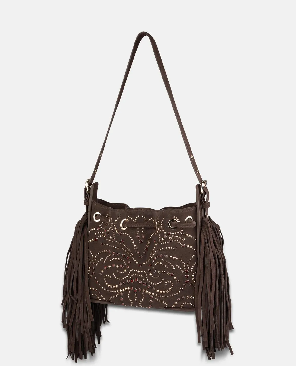 Alma en Pena BG215 sac cuir marron serraje clouté