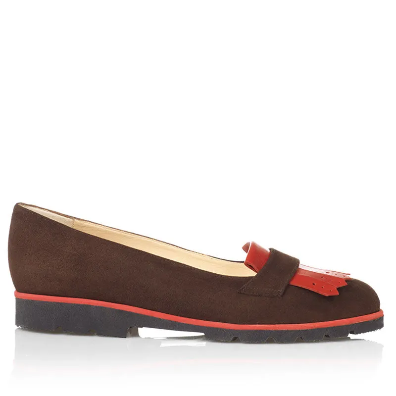 Bégum Paris Helsinki chaussures plates marron rouge cuir