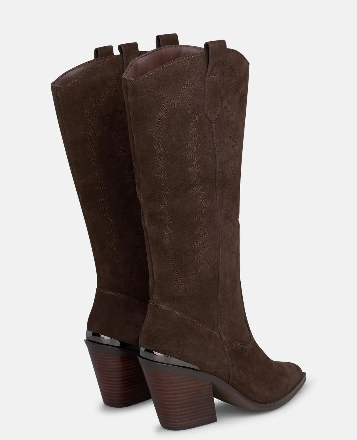 Alma en Pena I2652600C santiag daim marron brodée 8 cm