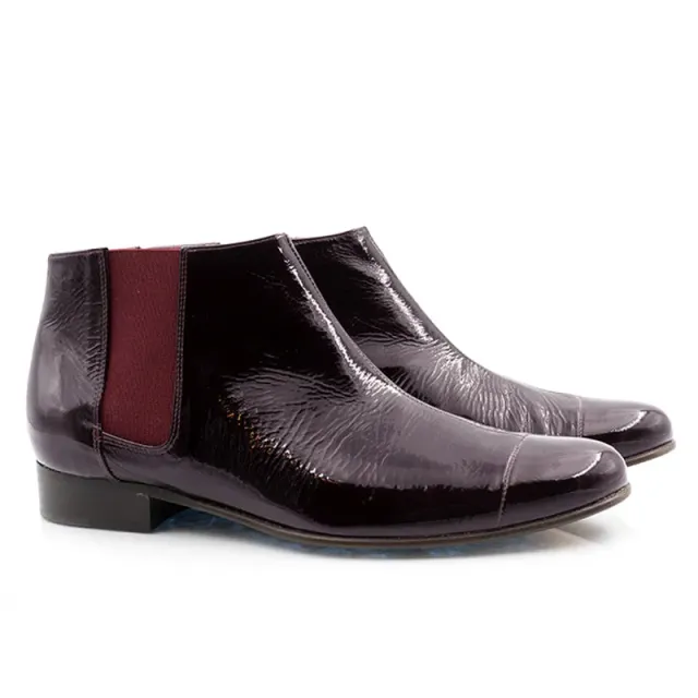 Bégum Paris Lucrèce Vogue bottines prune cuir verni