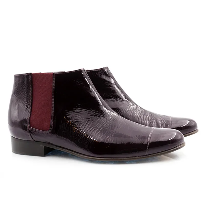 Bégum Paris Lucrèce Vogue bottines prune cuir verni