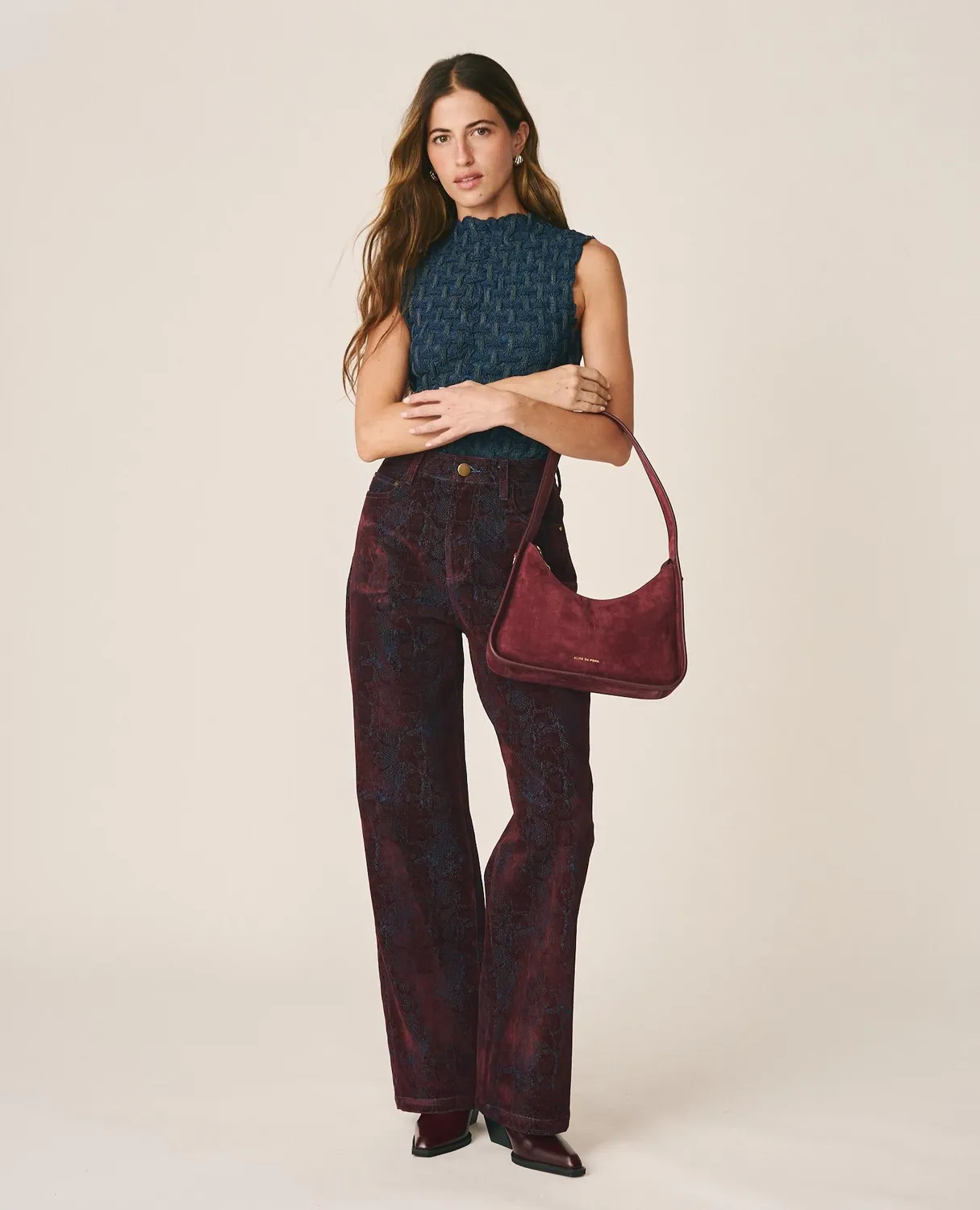 Alma en Pena I26CL1612 jean droit bordeaux velours