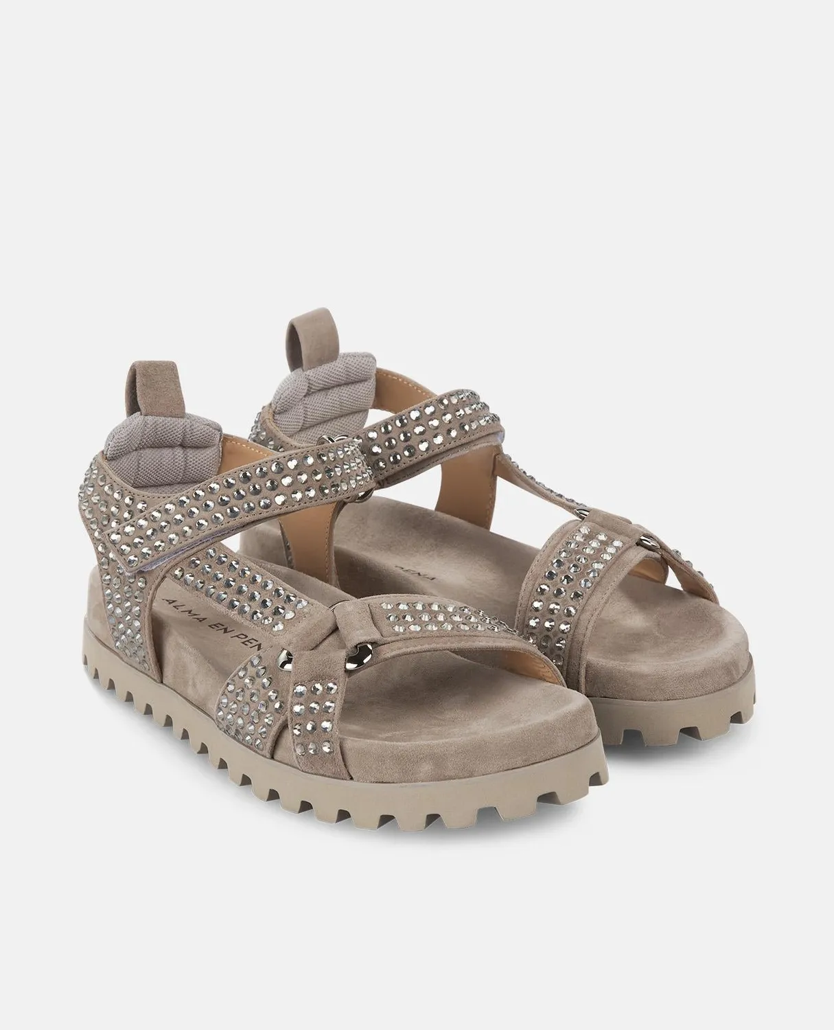 Alma en Pena V251703 sandales taupe cuir strass