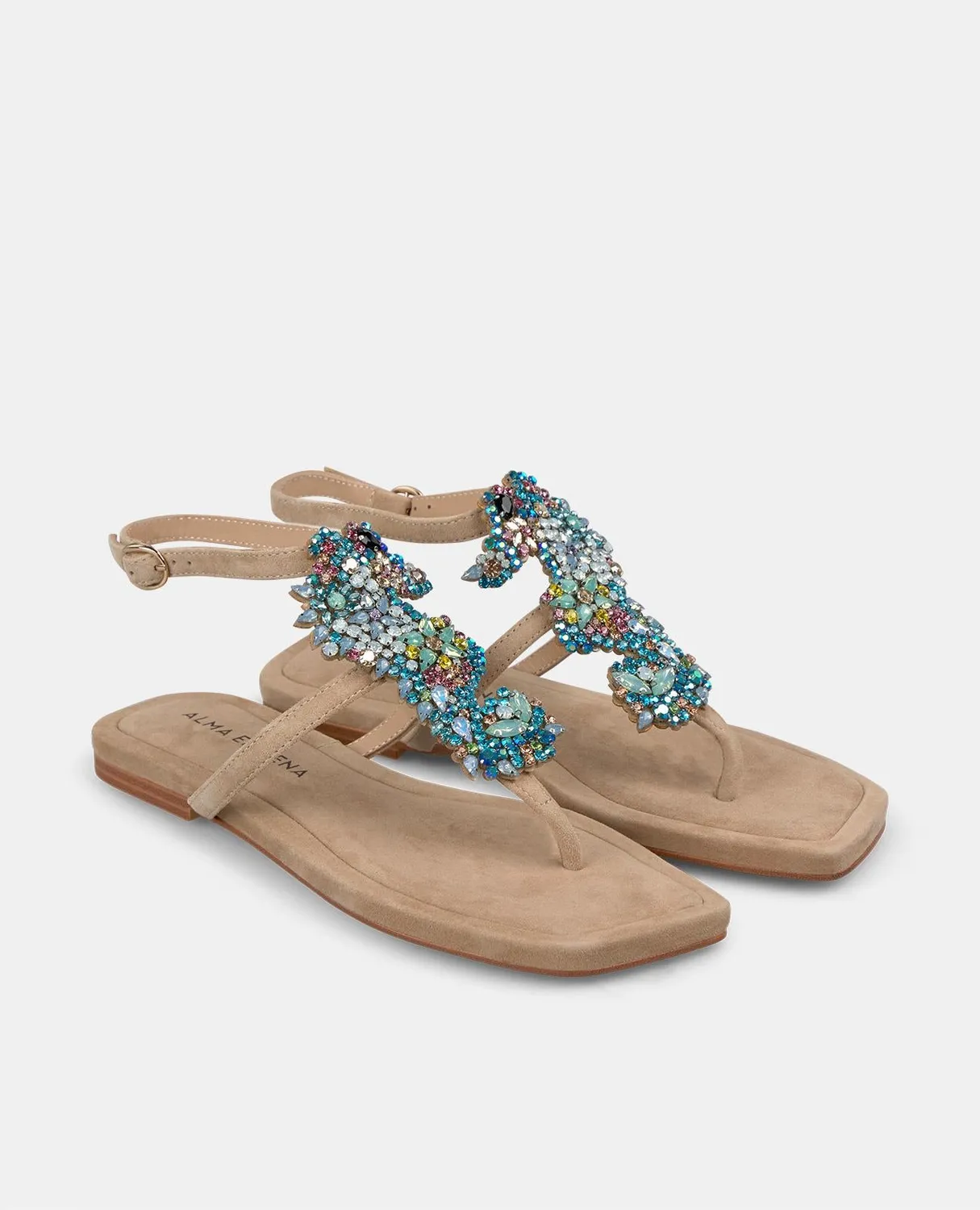 Alma en Pena V251985 sandales plates sable strass marin