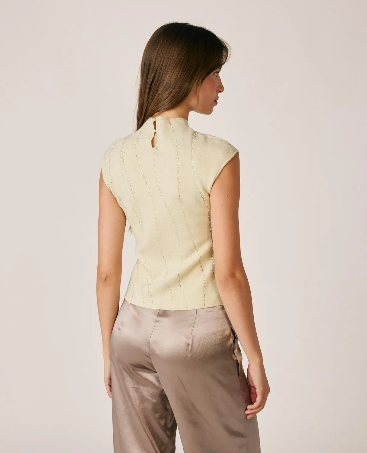 Alma en Pena I26CL0616 top maille blanc broderie brillante