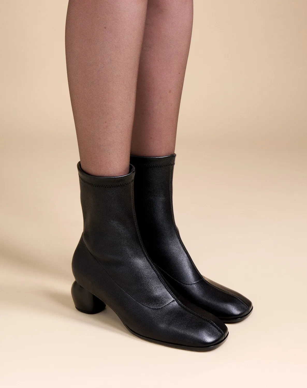 Mi/Mai Rasmus Low Black Lamb bottines cuir stretch 5cm