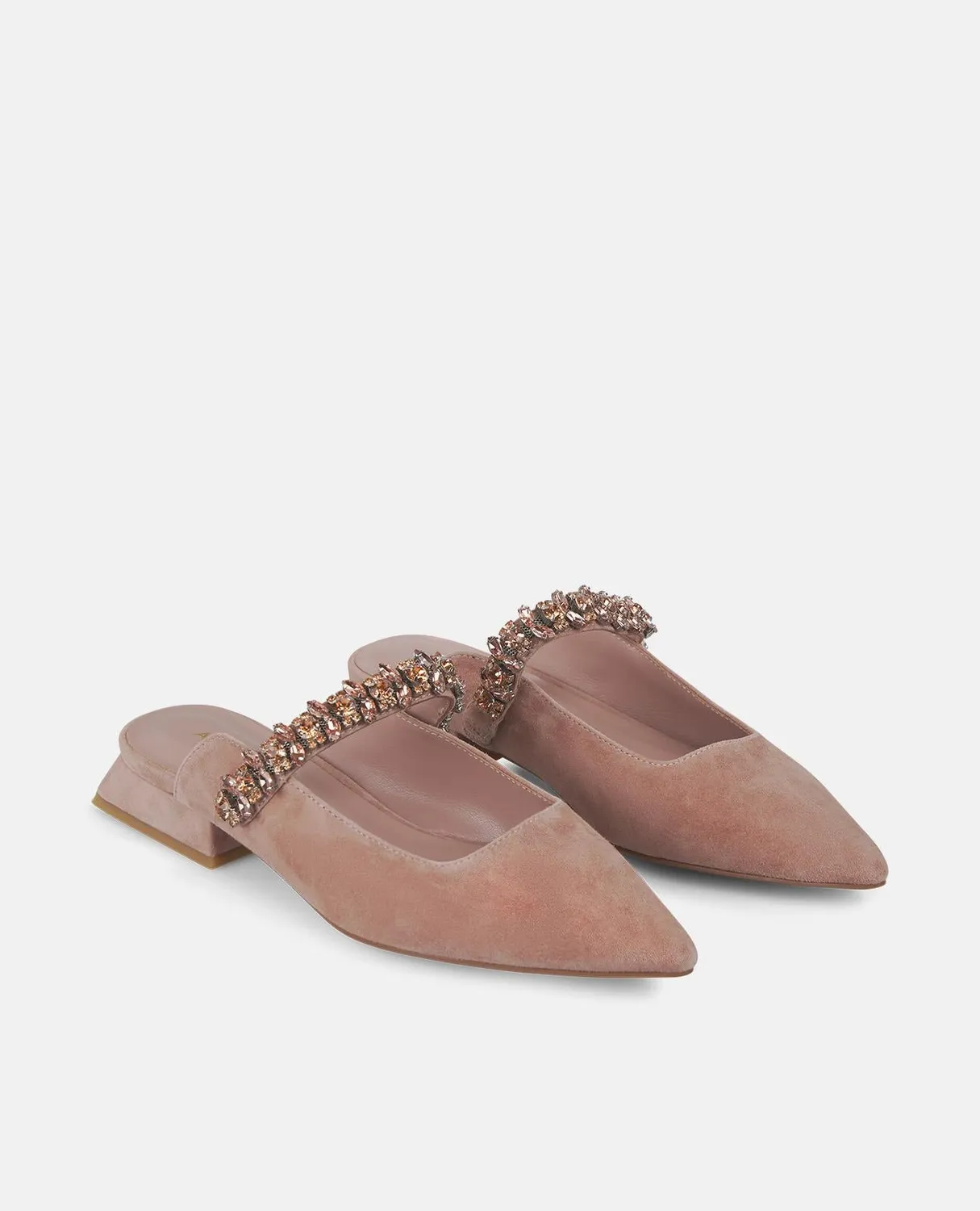 Alma en Pena V250491 mules roses poudré cuir strass 2cm