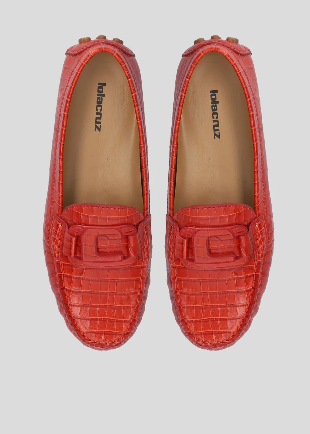 Lola Cruz Margarida mocassins rouge cuir plat