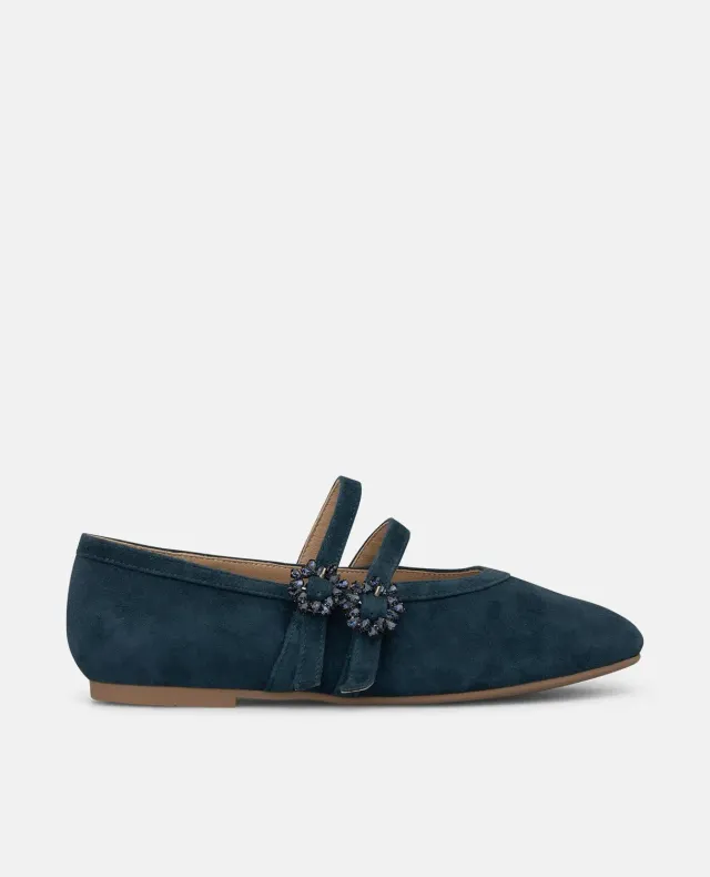 Alma en Pena Suede I260065 ballerines bleu cuir plat