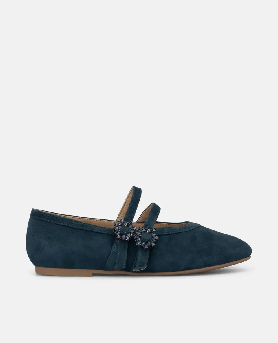 Alma en Pena Suede I260065 ballerines bleu cuir plat