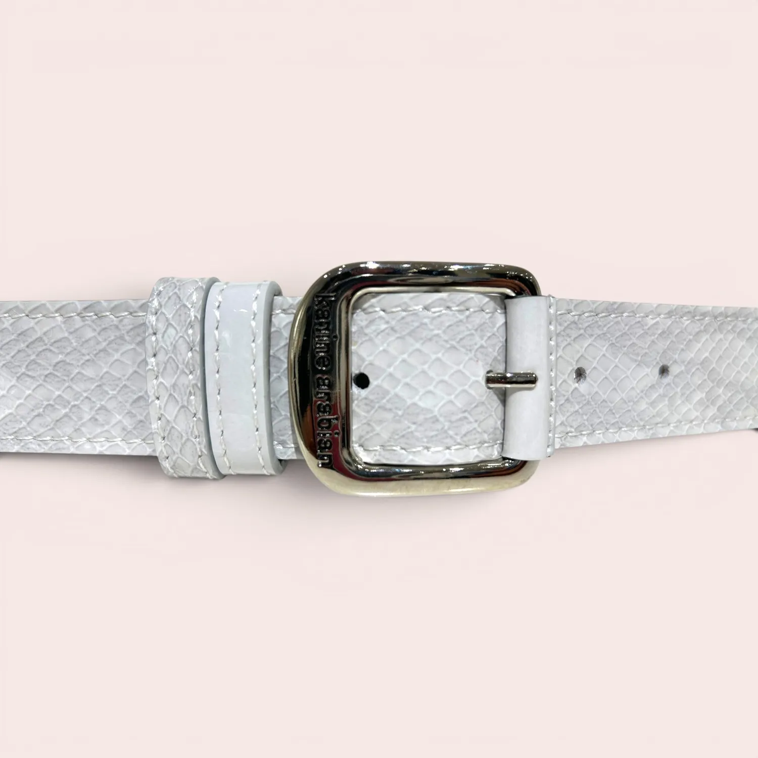 Karine Arabian Ortiz ceinture cuir verni gris perle