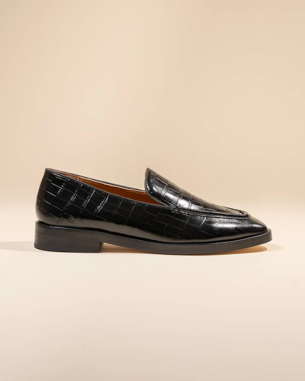 Mi/Mai Aalto Black Croc mocassins cuir noir croco