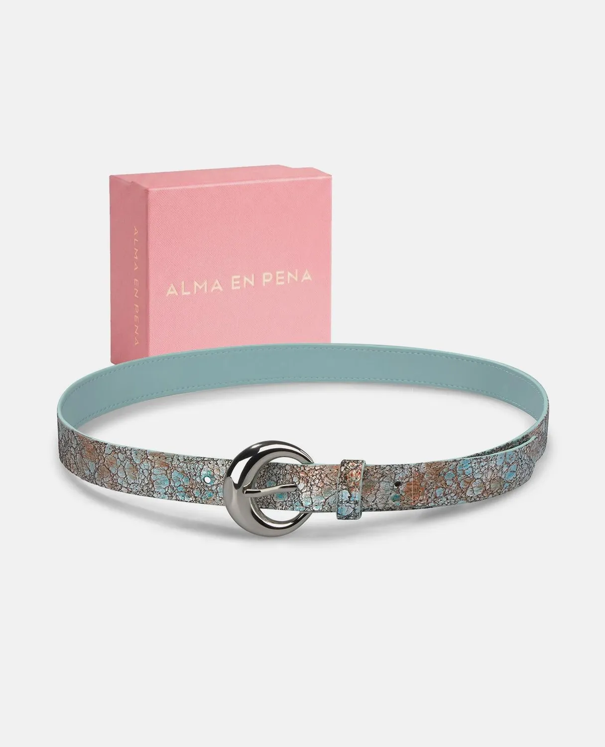 Alma en Pena V26CT019 ceinture cuir bleu boucle ronde