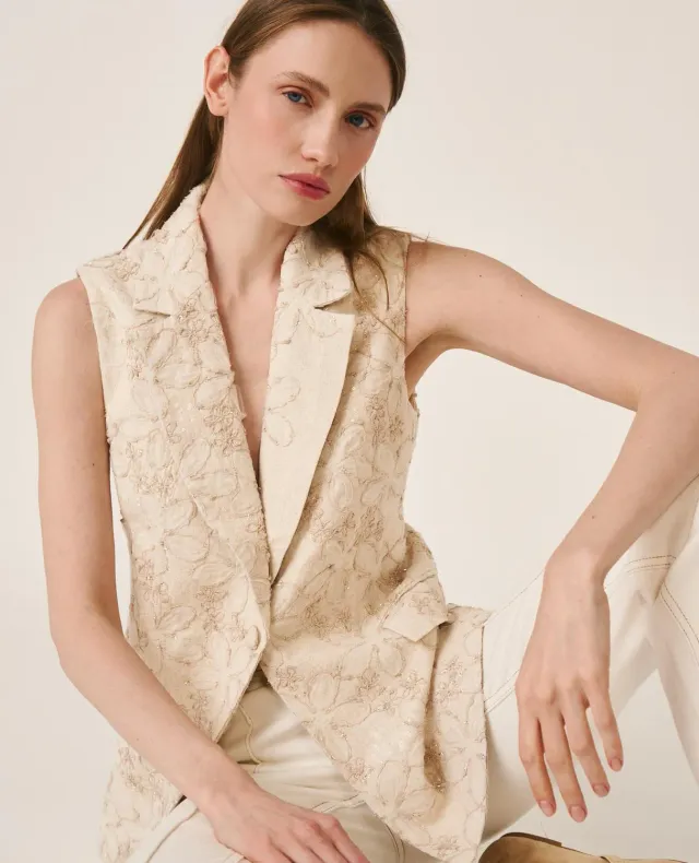 Alma en Pena V26CL1402 gilet blanc brodé