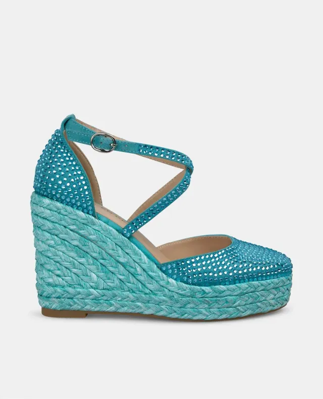 Alma en Pena V2551002 compensées turquoise cuir strass