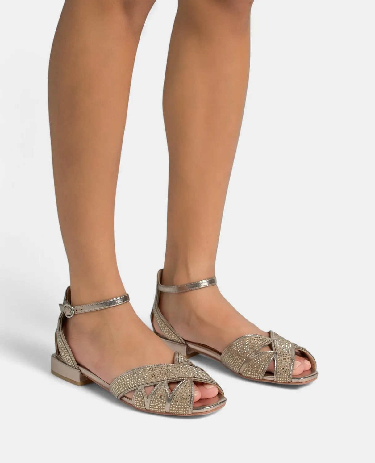 Alma en Pena V2550407 sandales plates bronze strass