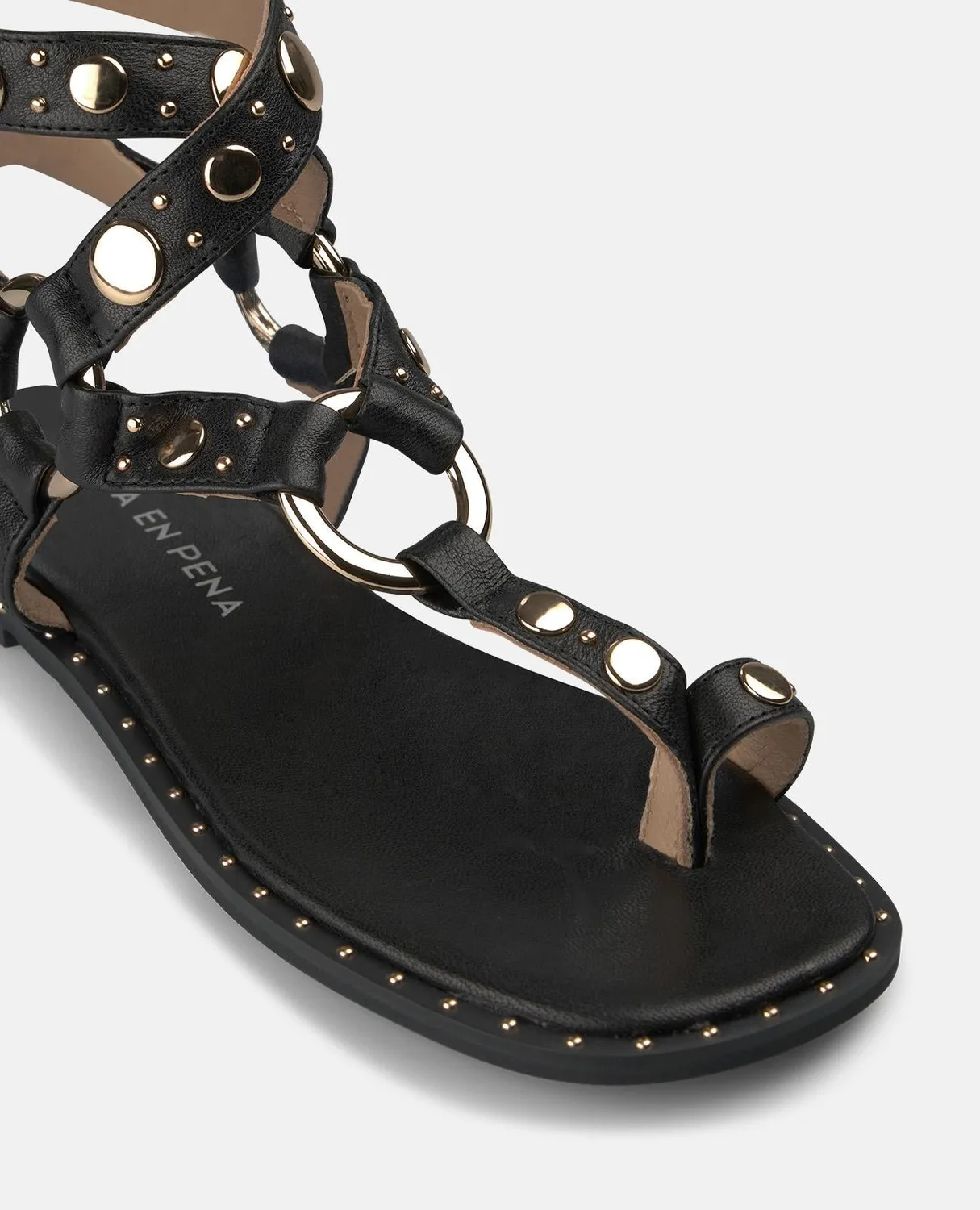 Alma en Pena V268211 sandales plates noir cuir