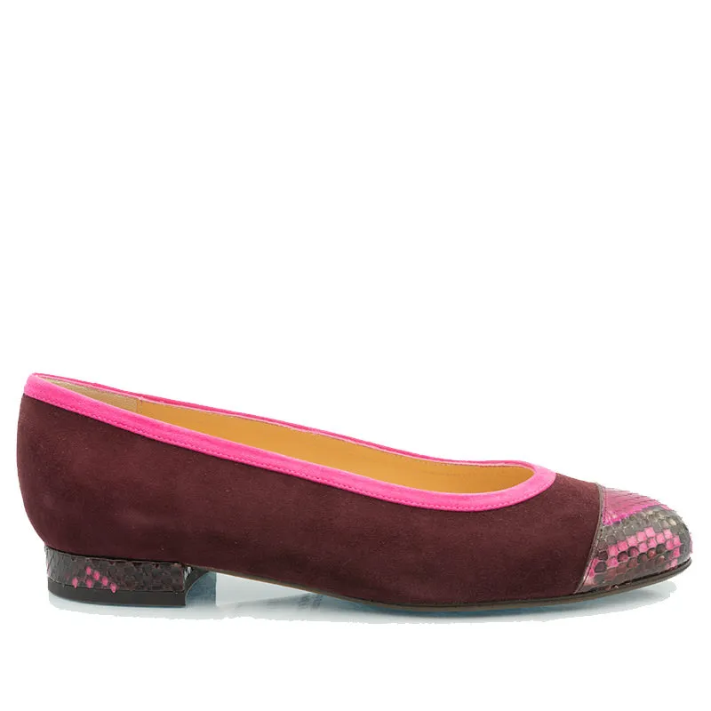 Bégum Paris Gabrielle ballerine bout python 1,5 cm