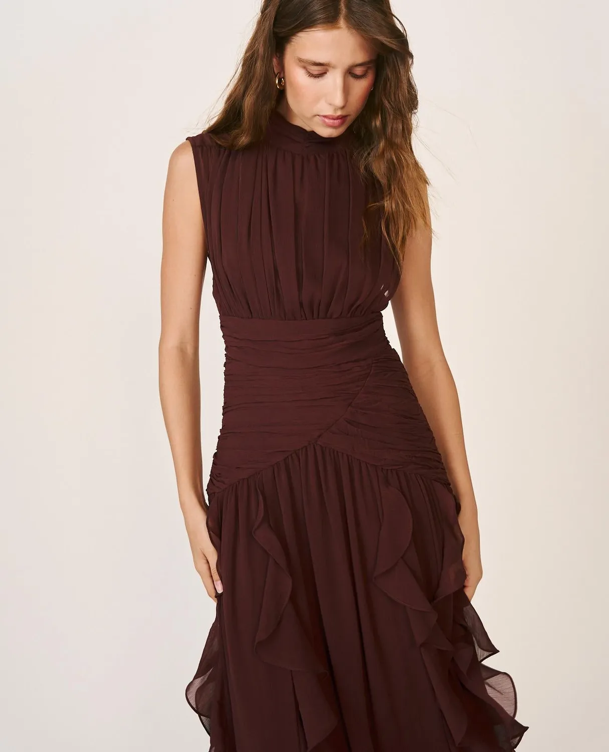 Alma en Pena I26CL0244 robe longue marron volants