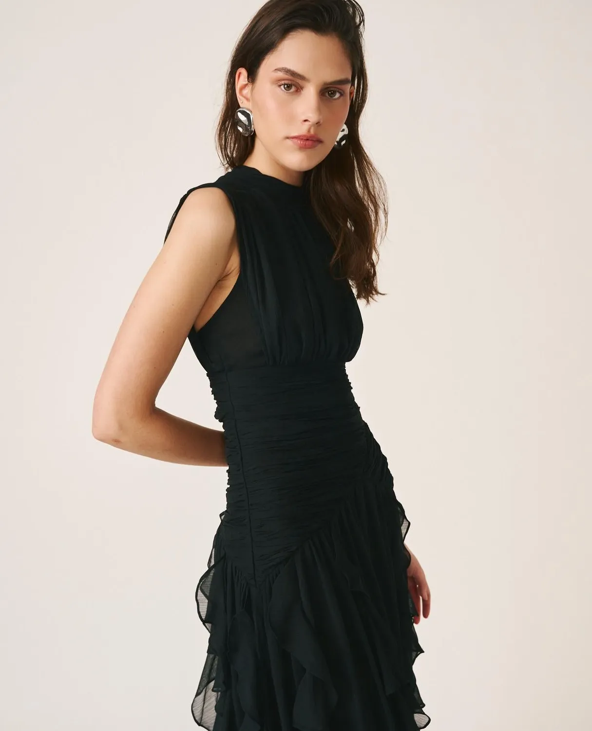Alma en Pena V26CL0241 robe longue noire volants