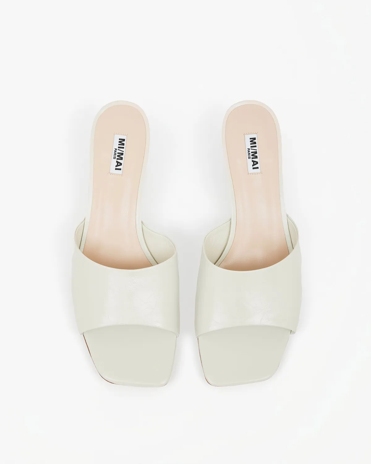 Mi/Mai Liz White mule cuir glossy blanc talon bas