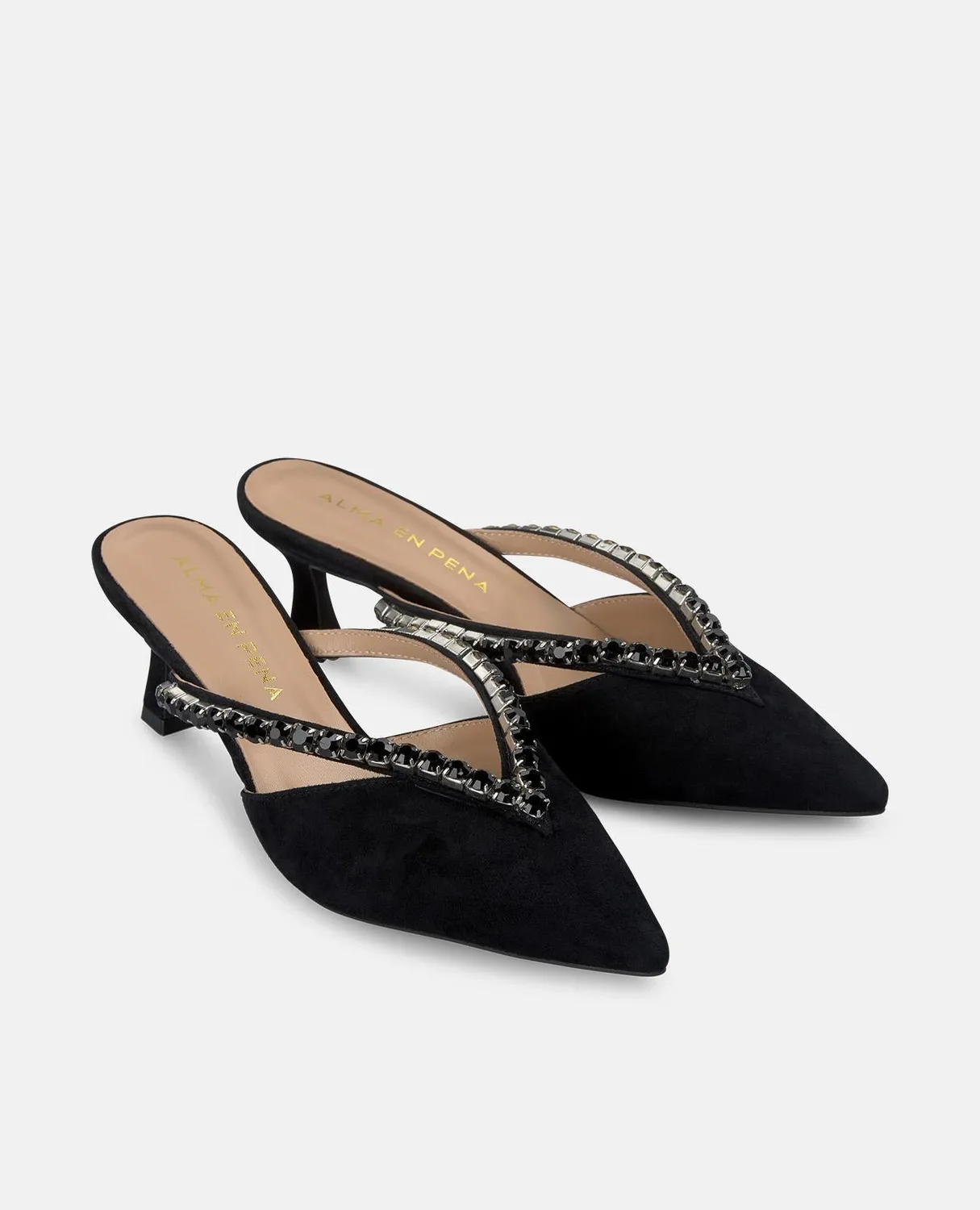 Alma en Pena V250657 mules noir strass talon 6 cm