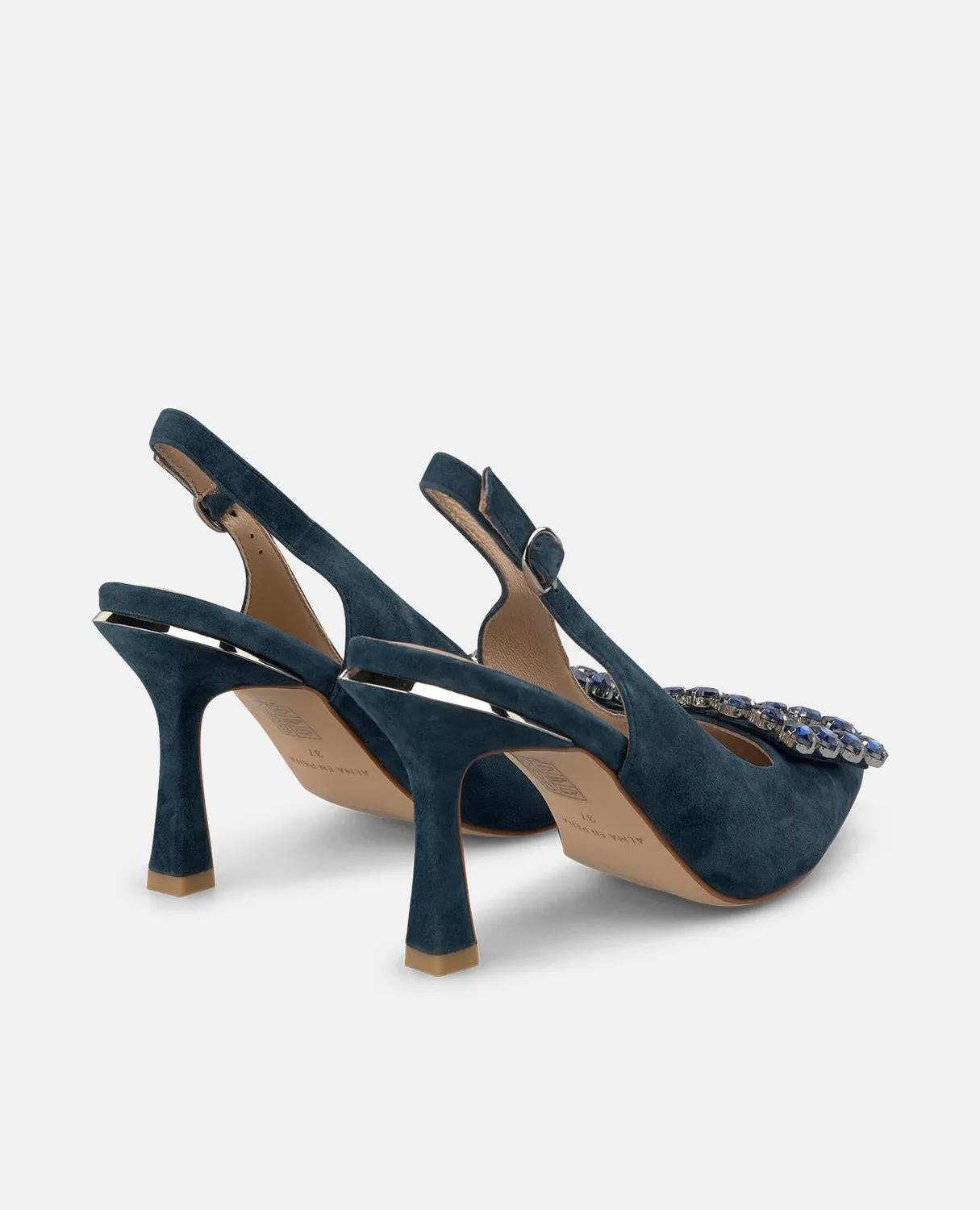 Alma en Pena V262004 escarpins bleu cuir talon 9cm