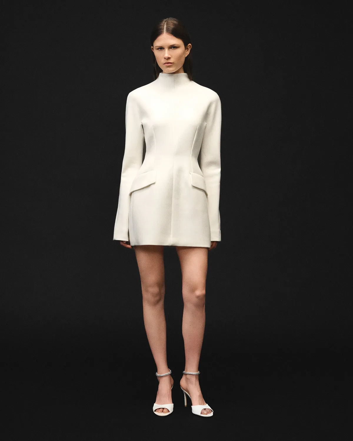 Mi/Mai Flavia White Satin sandales satin blanc strass