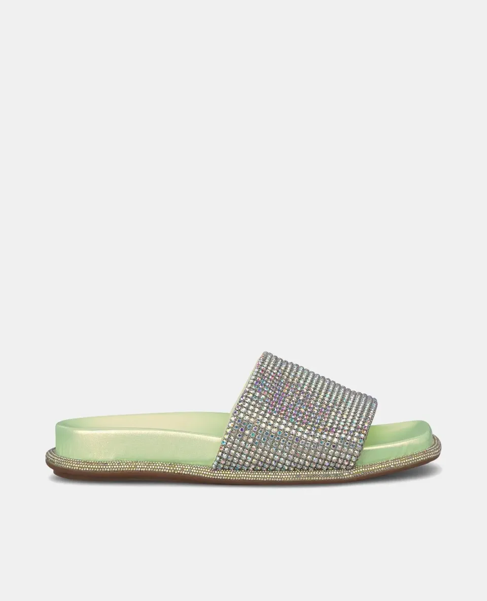 Alma en Pena V240880 sandales vertes plates strass