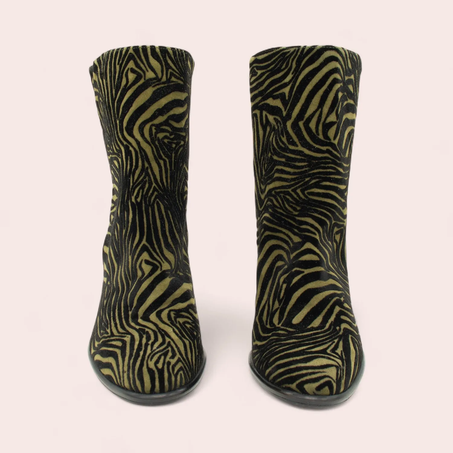 Karine Arabian Felma bottine zèbre kaki talon 70