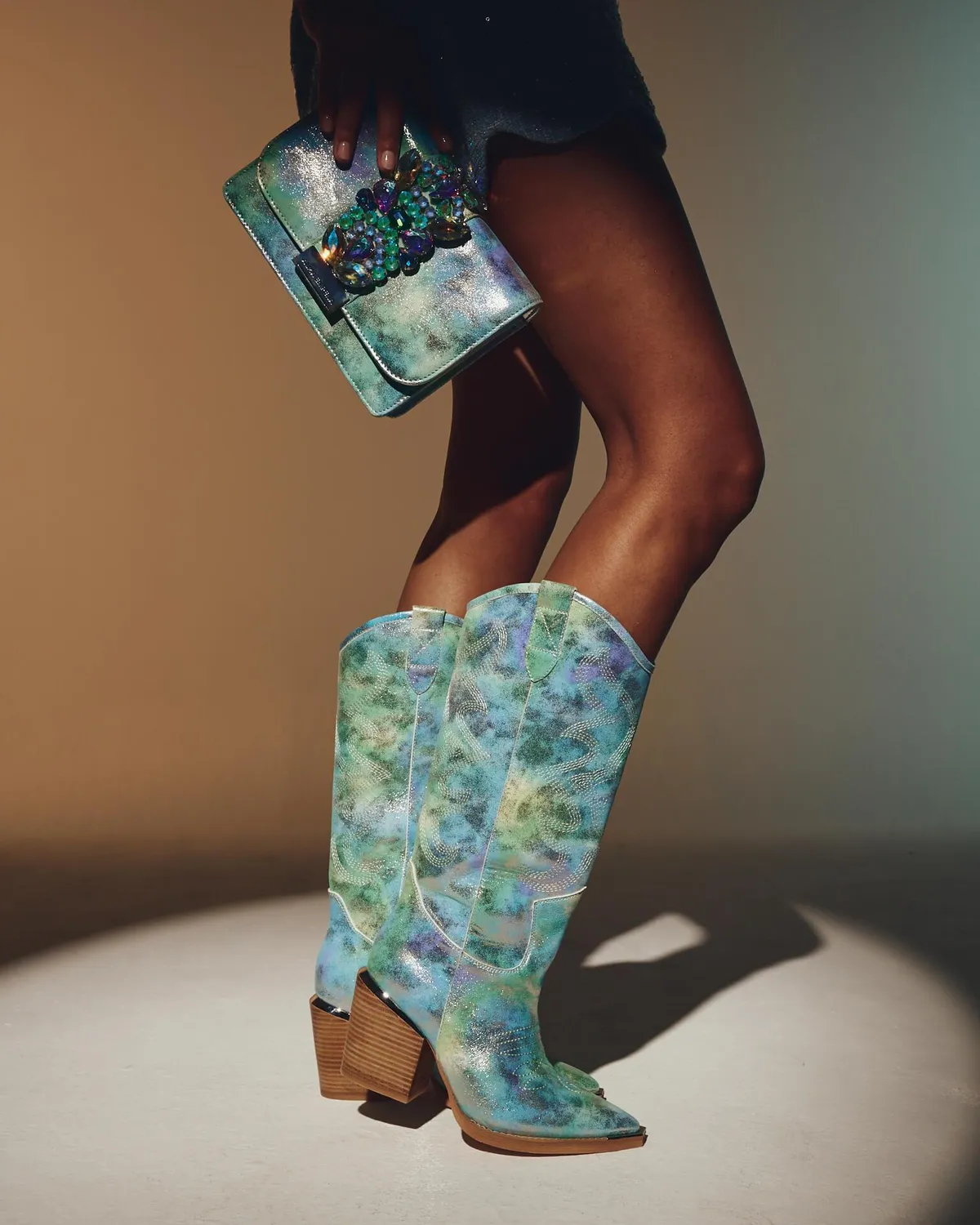 Alma en Pena V250100 bottes cowboy turquoise talon 8 cm