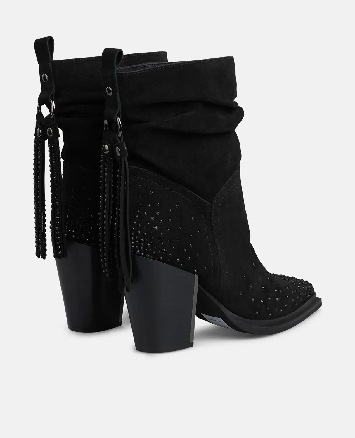 Alma en Pena I250707 bottine talon noir franges