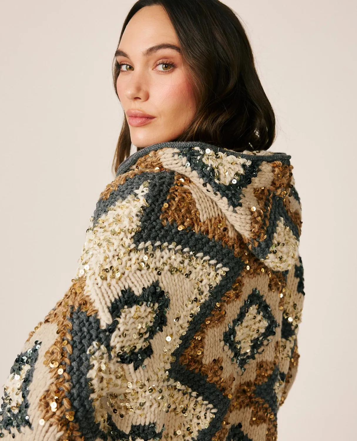 Alma en Pena I26CL1201 cardigan laine marron capuche