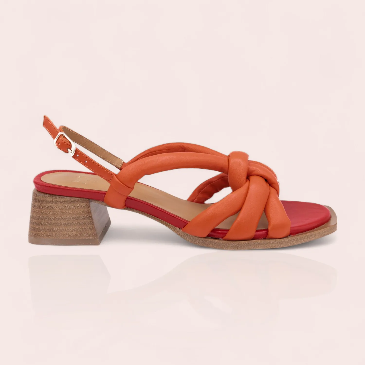 Karine Arabian Selma Sandale Cuir Orange Talon 50mm