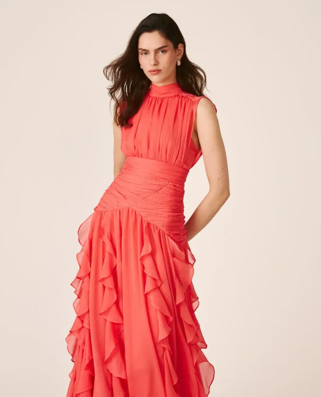 Alma en Pena V26CL0241 robe longue corail à volants