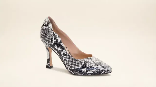 Matteo Pitti Bea escarpins piton gris blanc stiletto
