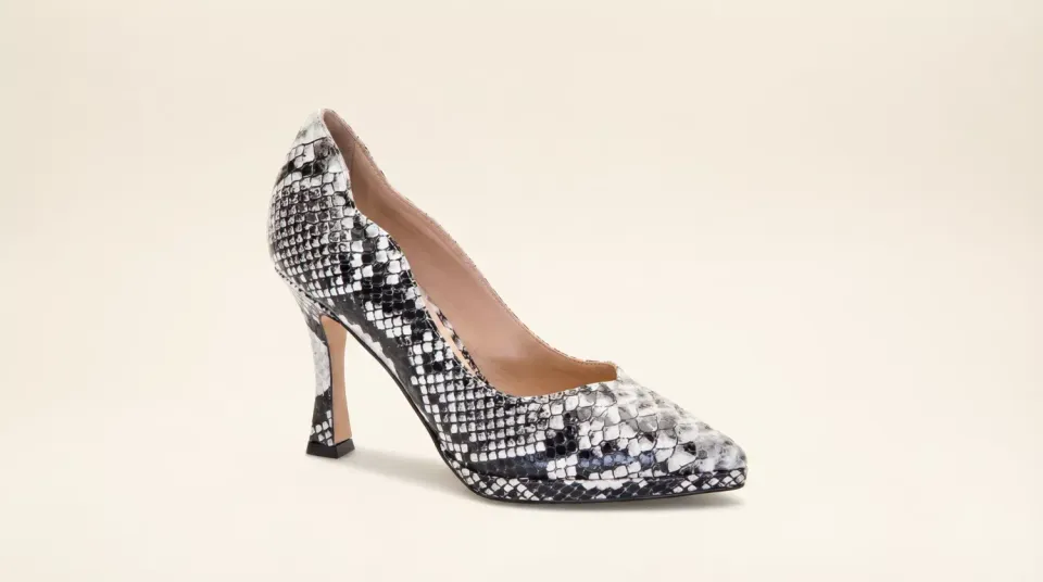 Matteo Pitti Bea escarpins piton gris blanc stiletto