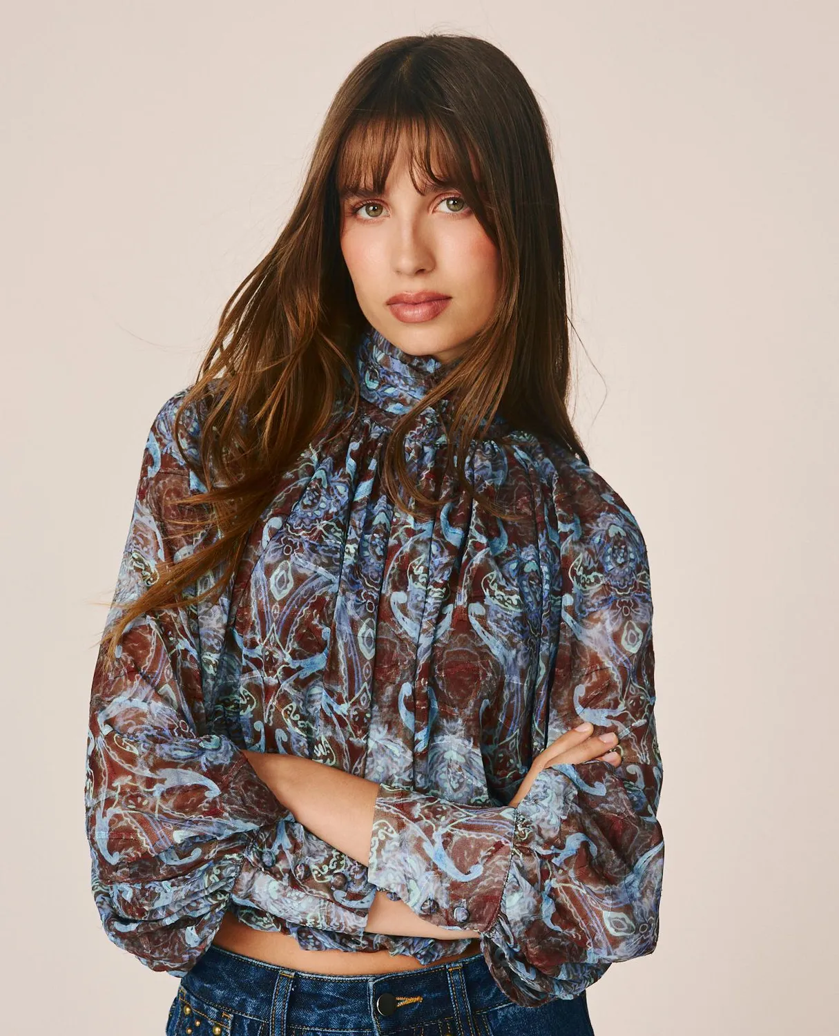 Alma en Pena I26CL0510 blouse chocolat paisley