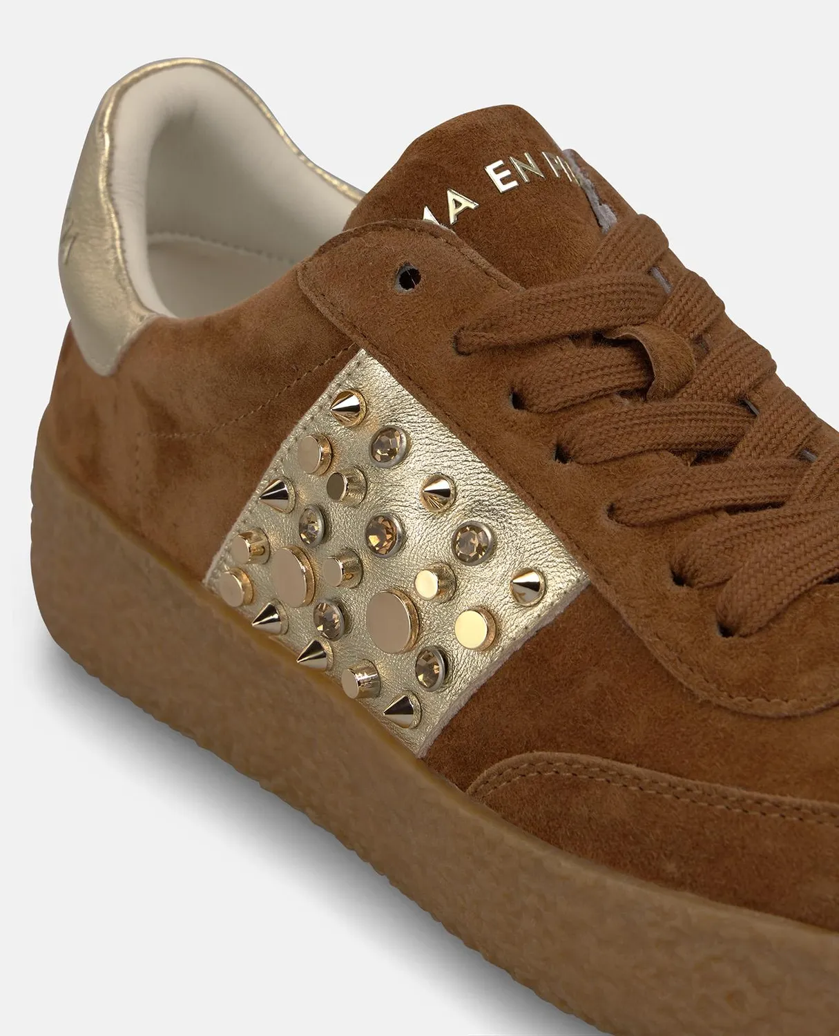 Alma en Pena I261105 baskets daim marron strass