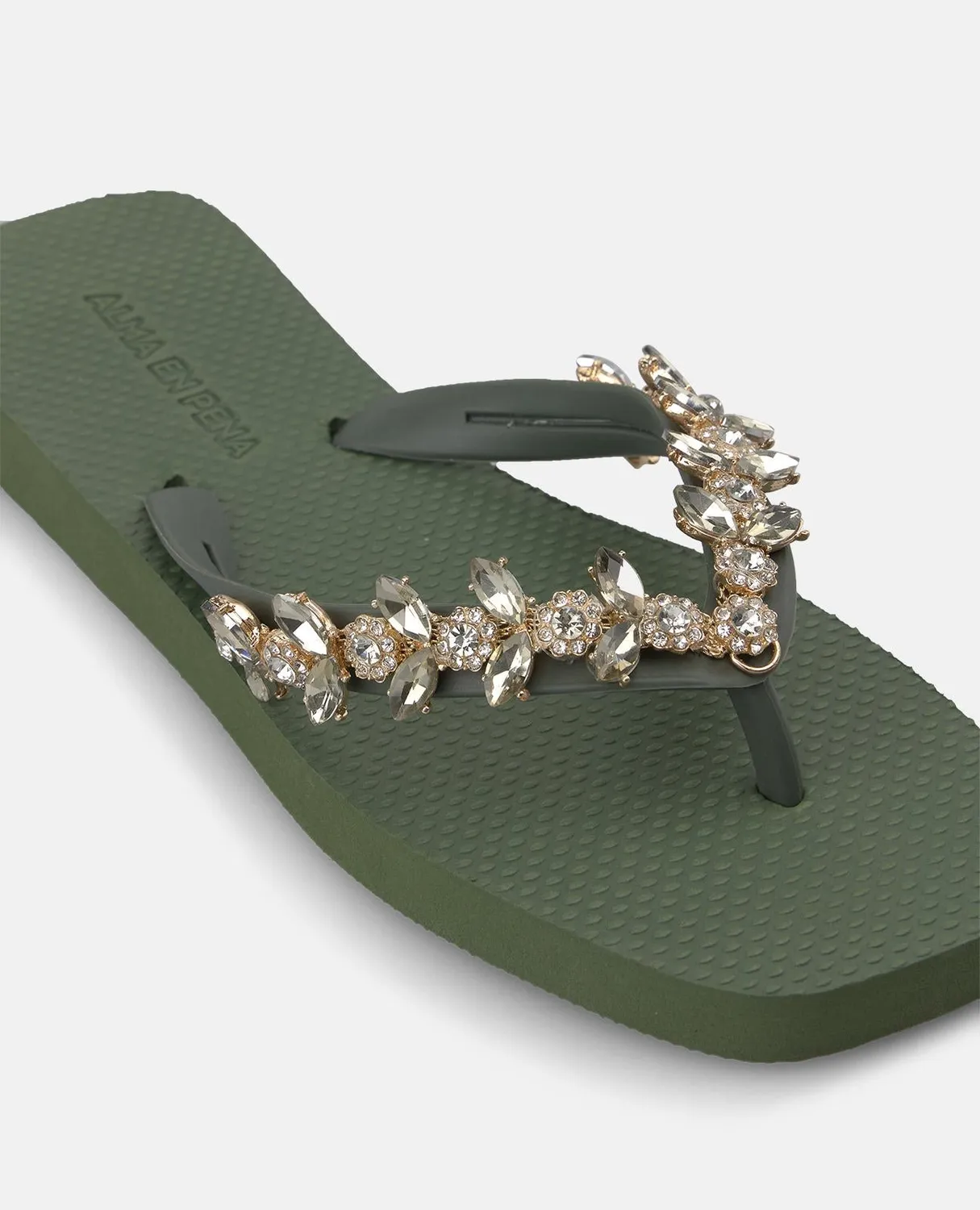 Alma en Pena V269005 tong bain kaki synthétique plate