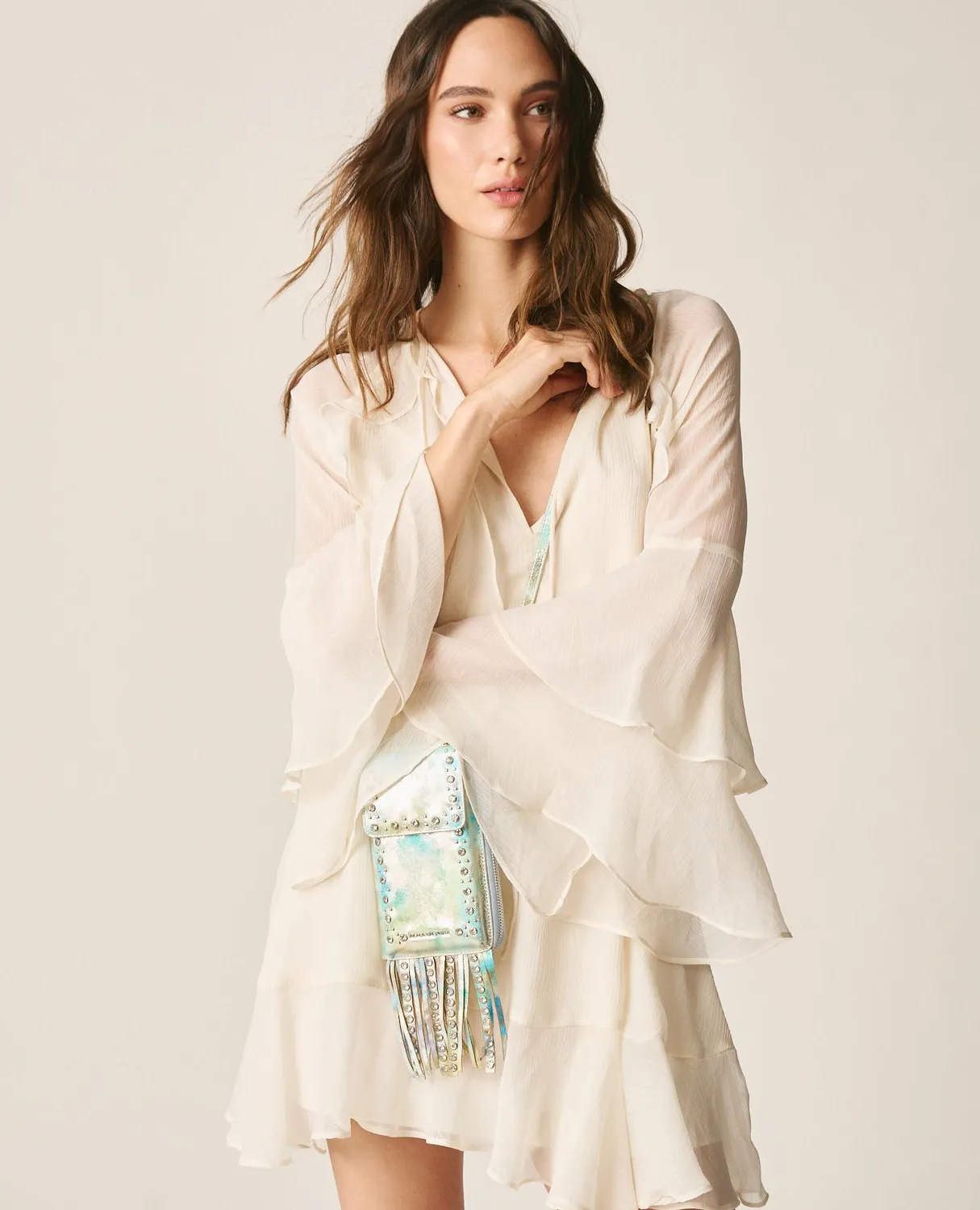 Alma en Pena V26WT016 sac pochette cuir turquoise