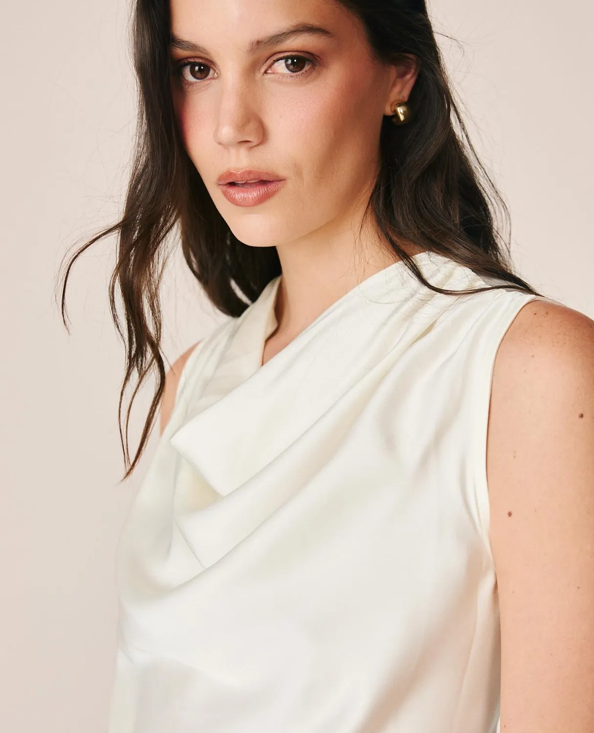 Alma en Pena I26CL0513 blouse satin blanc sans manches