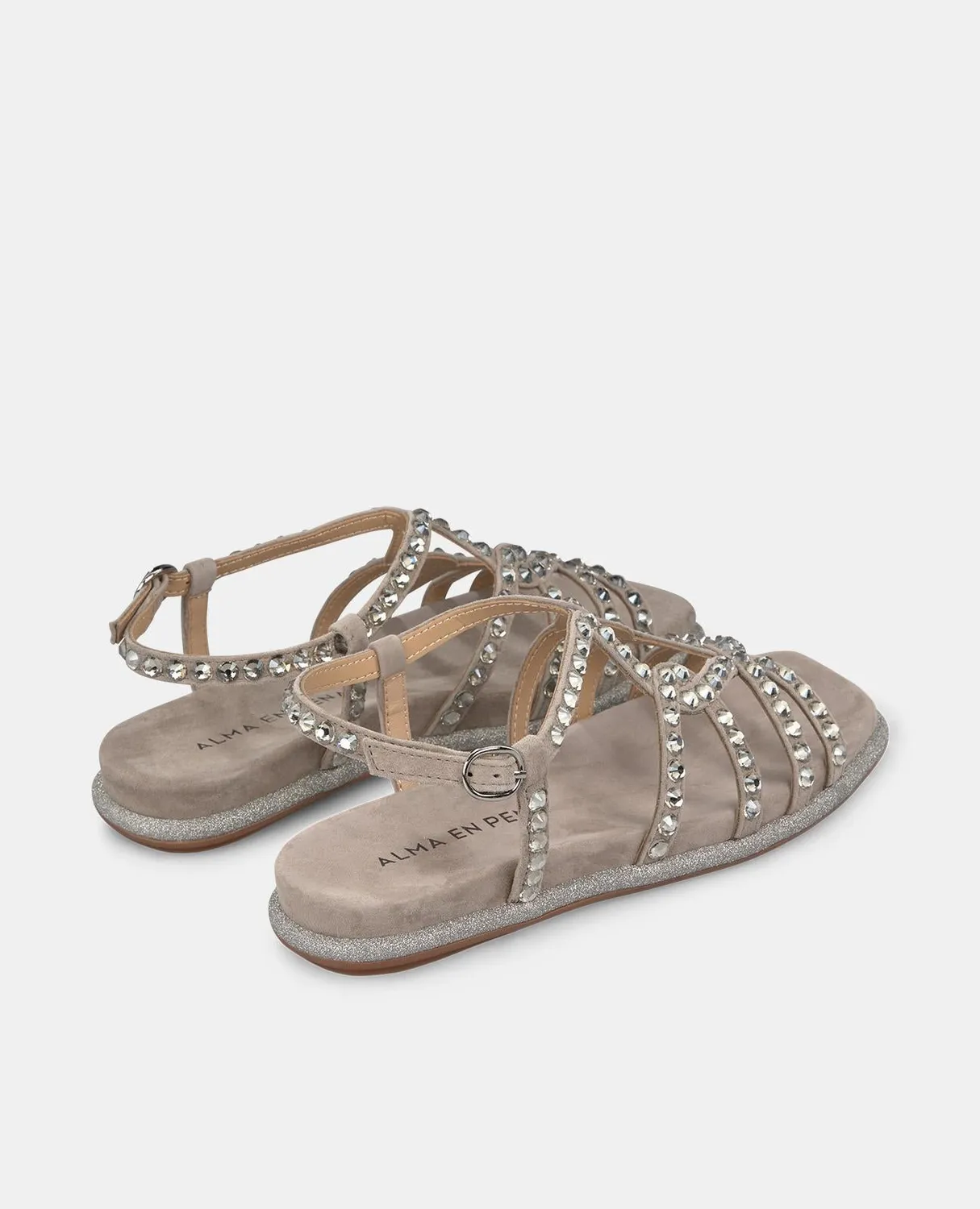 Alma en Pena V2551600 sandales plates strass taupe 2 cm