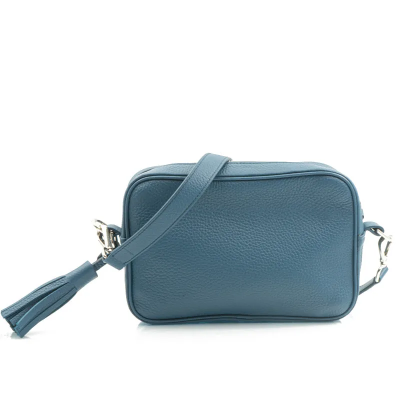 Bégum Paris Adèle sac bleu canard cuir grainé 22 cm
