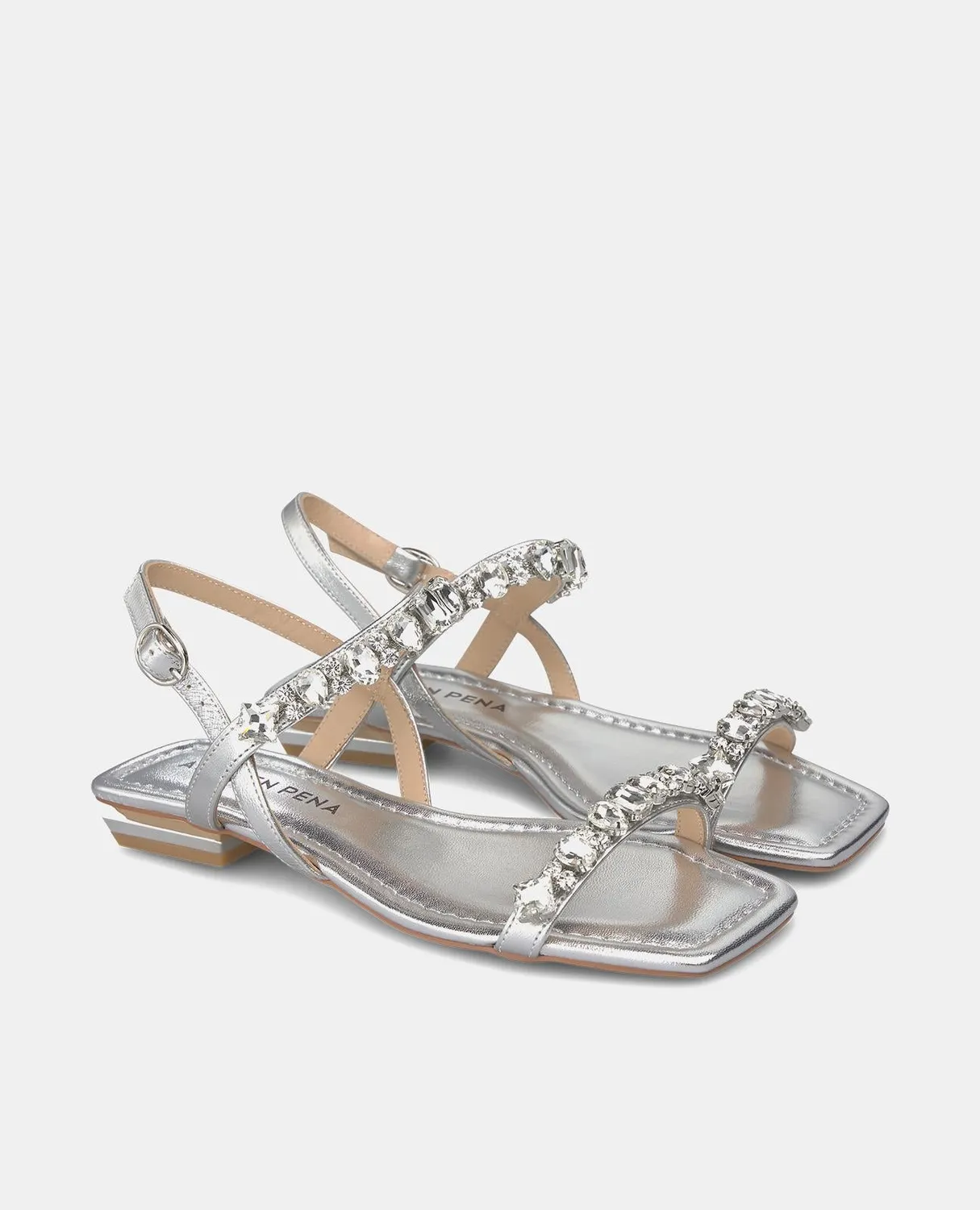 Alma en Pena V240762 sandales argenté cuir strass