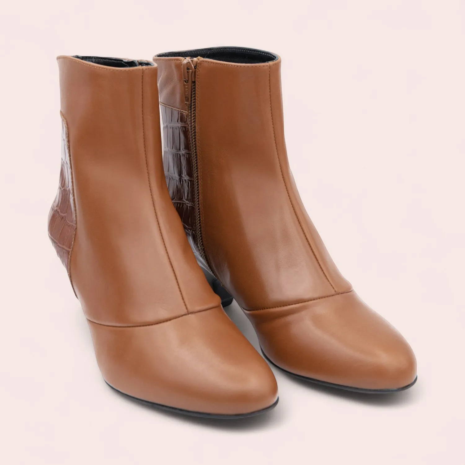 Karine Arabian PURDEY bottines cuir camel talon 50 mm