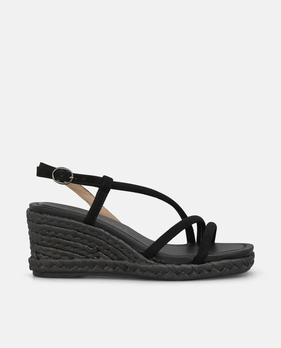 Alma en Pena V266752 sandales compensées noires cuir 7 cm