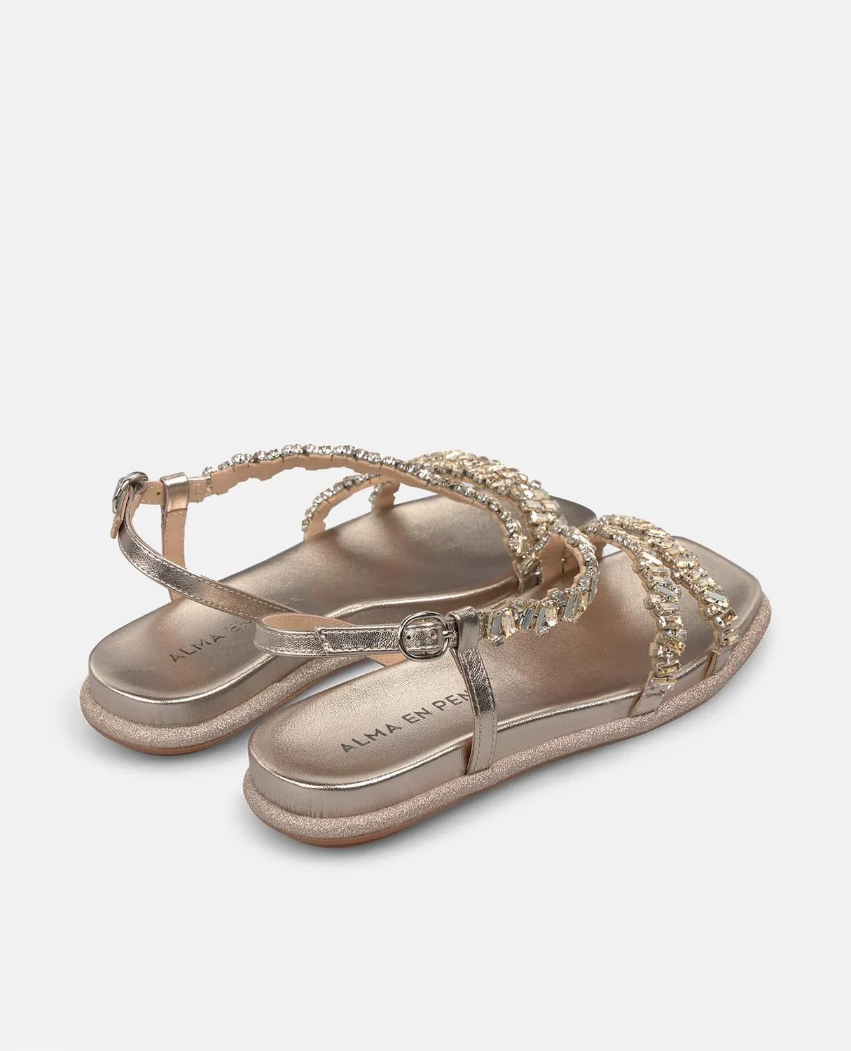 Alma en Pena V251614 sandales plates bronze joyau